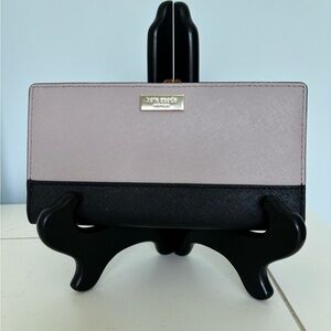 NWT Kate Spade Stacy Laurel Way Almond & Black Bifold Wallet